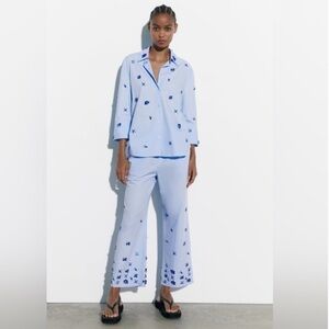 Zara Jeweled poplin top & pants